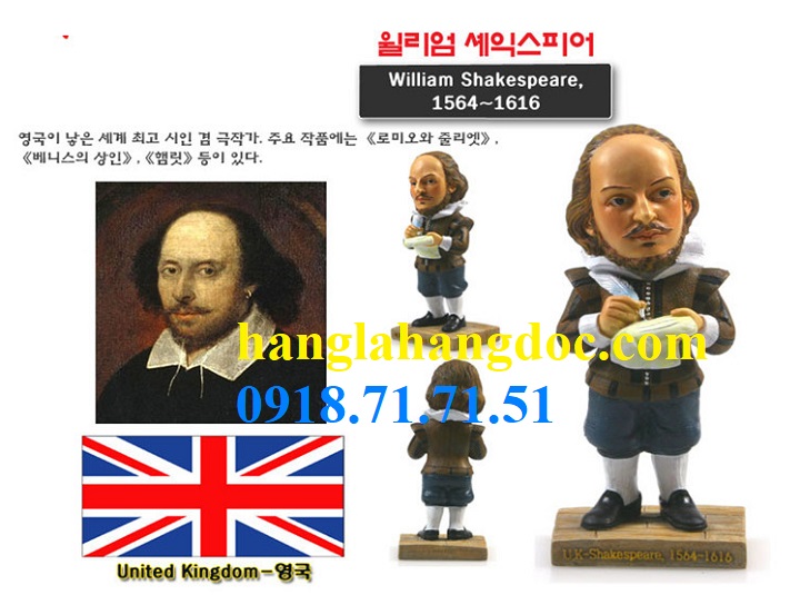 Mô hình 3D thu nhỏ của nhà viết kịch William Shakespeare nổi tiếng